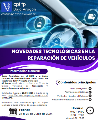 Curso Novedades tecnológicas en la reparación de vehículos